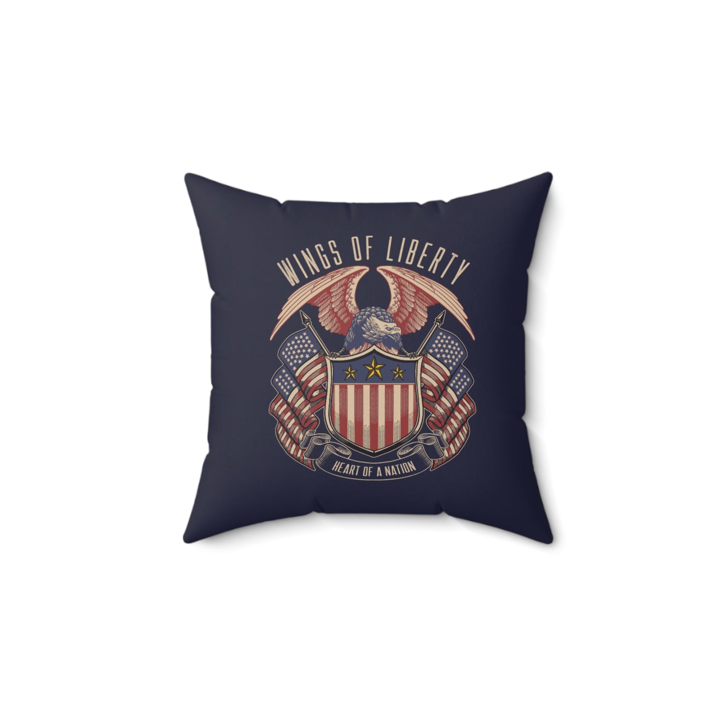 Wings of Liberty Throw Pillow – Patriotic Crest Design