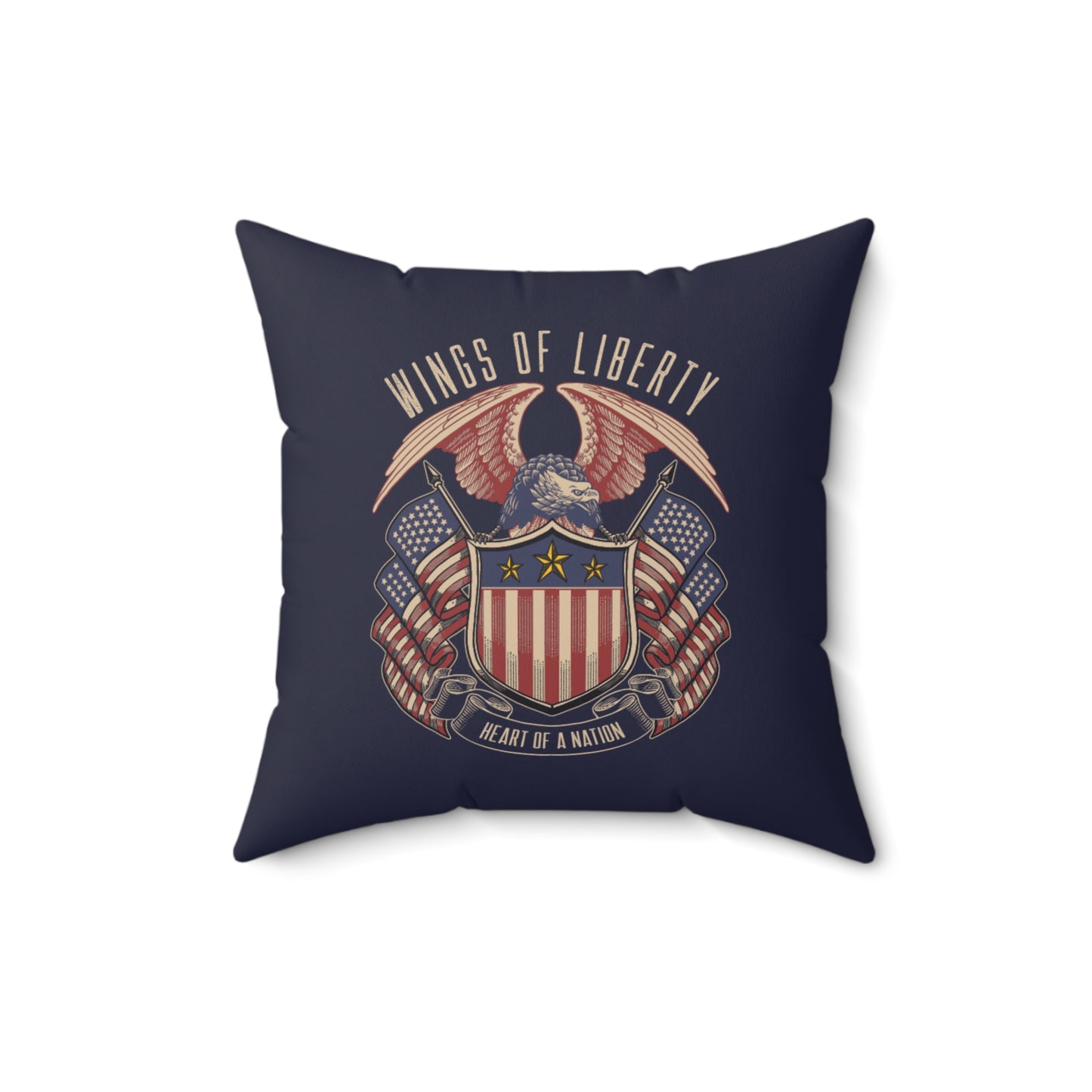 Wings of Liberty Throw Pillow – Patriotic Crest Design