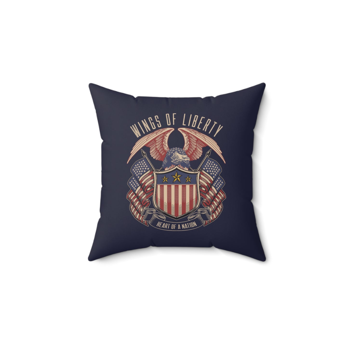 Wings of Liberty Throw Pillow – Patriotic Crest Design
