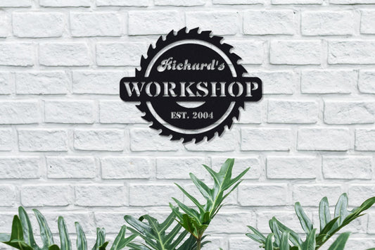 Workshop Metal Sign with Vintage Charm