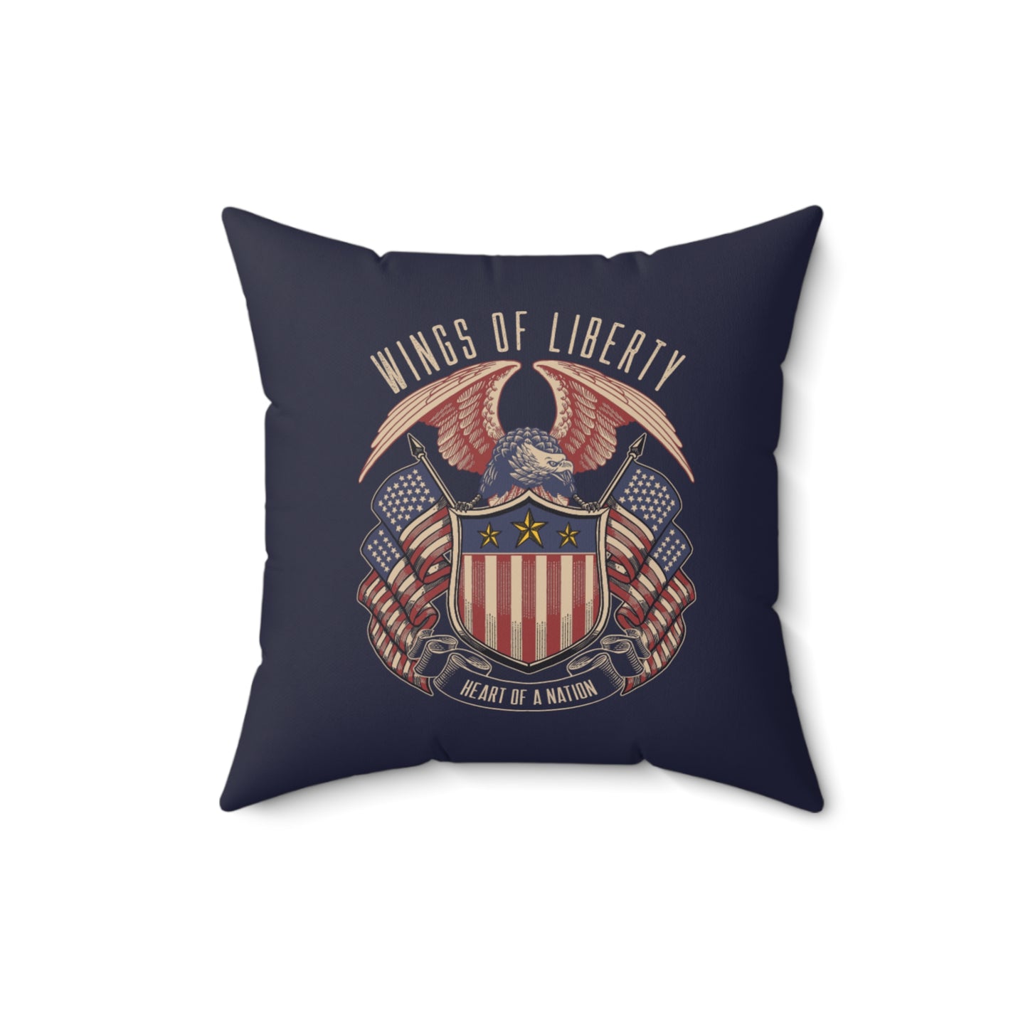 Wings of Liberty Throw Pillow – Patriotic Crest Design