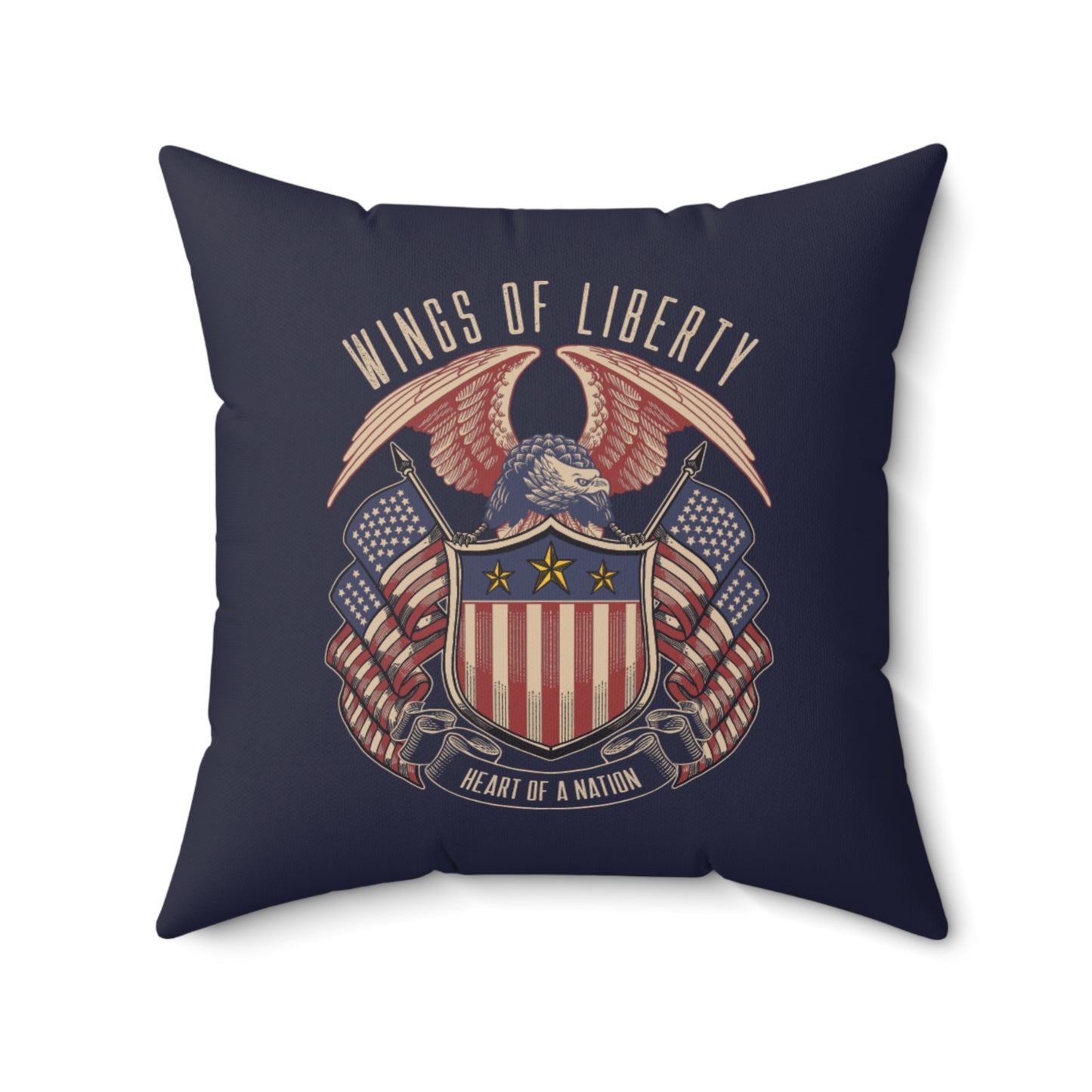 Wings of Liberty Throw Pillow – Patriotic Crest Design