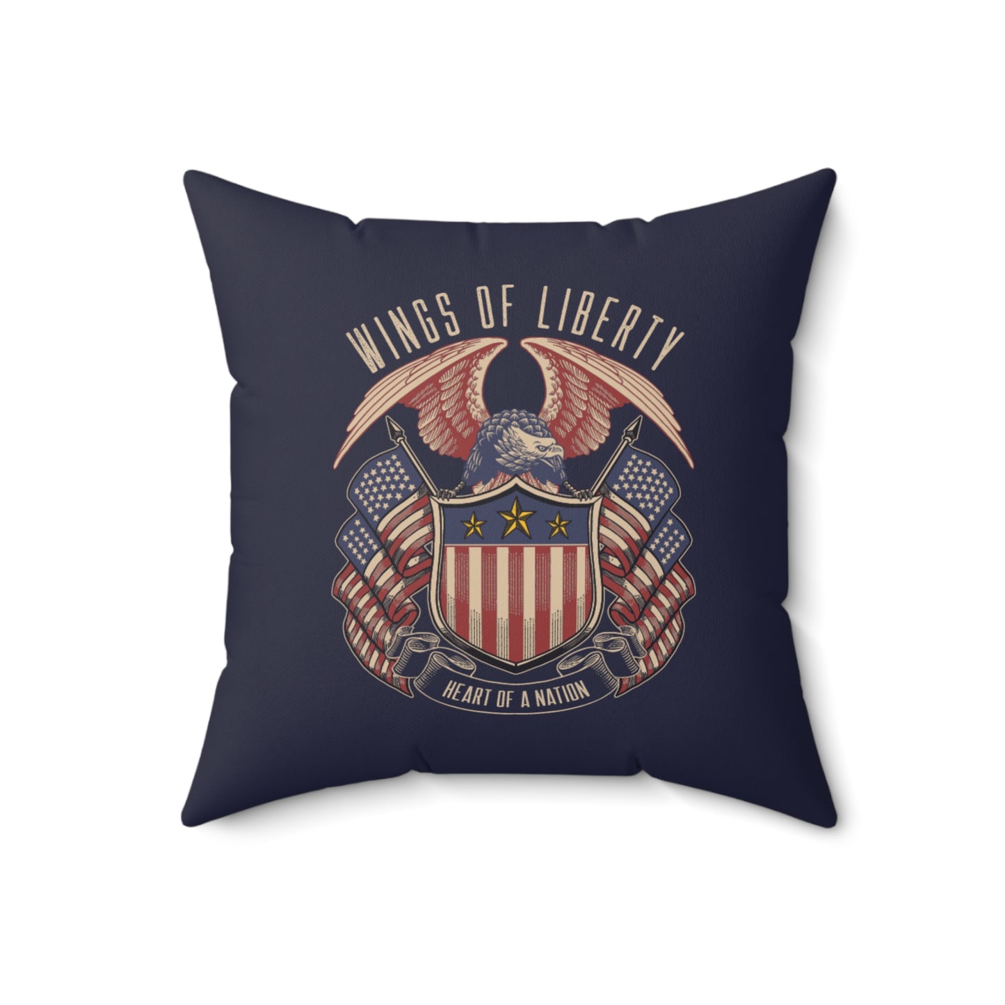Wings of Liberty Throw Pillow – Patriotic Crest Design
