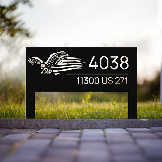 Patriotic Eagle Address Sign | Tattered Flag