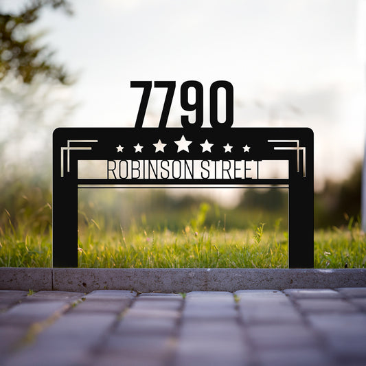 Personalized Art Deco Star Address Stake