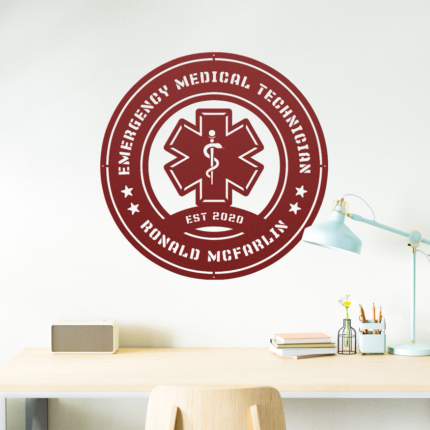 Custom EMT Caduceus Metal Wall Sign – Personalizable with Name & Graduation Year