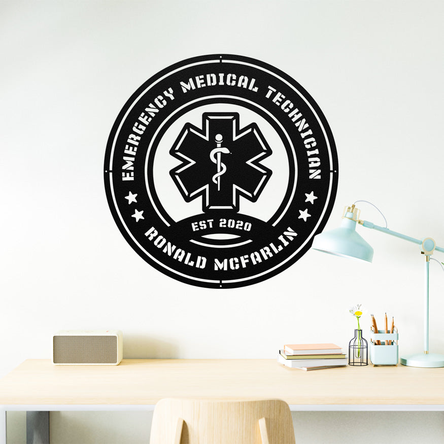 Custom EMT Caduceus Metal Wall Sign – Personalizable with Name & Graduation Year