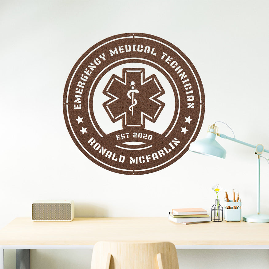 Custom EMT Caduceus Metal Wall Sign – Personalizable with Name & Graduation Year