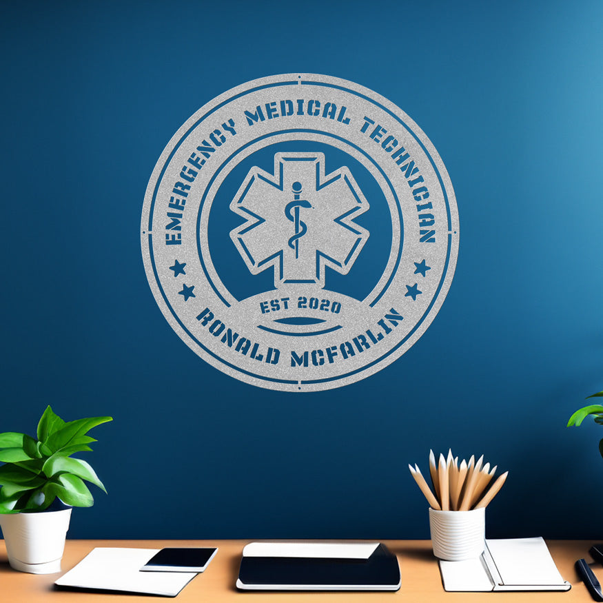 Custom EMT Caduceus Metal Wall Sign – Personalizable with Name & Graduation Year