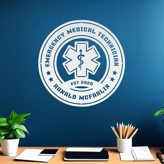 Custom EMT Caduceus Metal Wall Sign – Personalizable with Name & Graduation Year