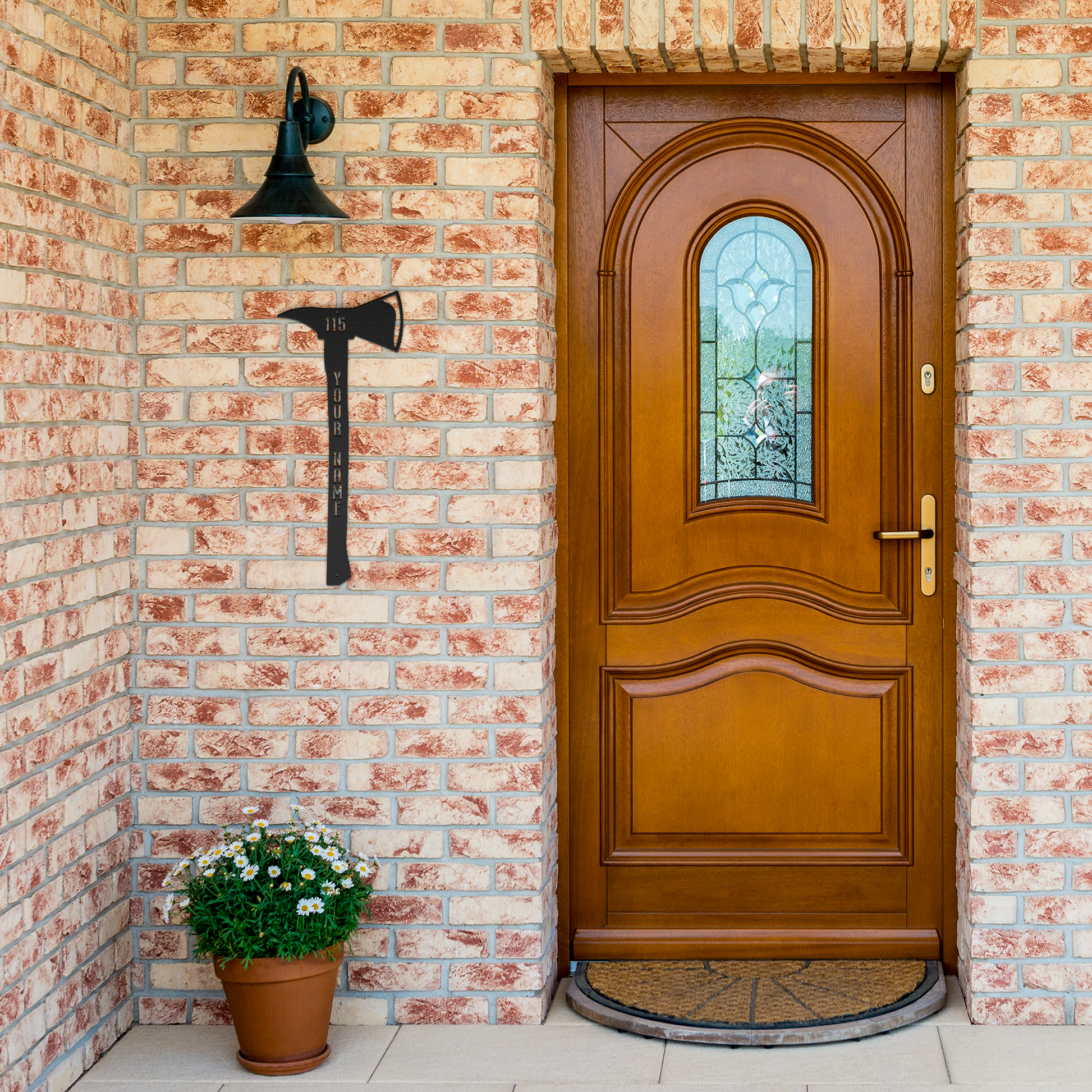 Customizable_Firefighter_Axe_Metal_Wall__Black_Brick_Entrance_Mockup.png