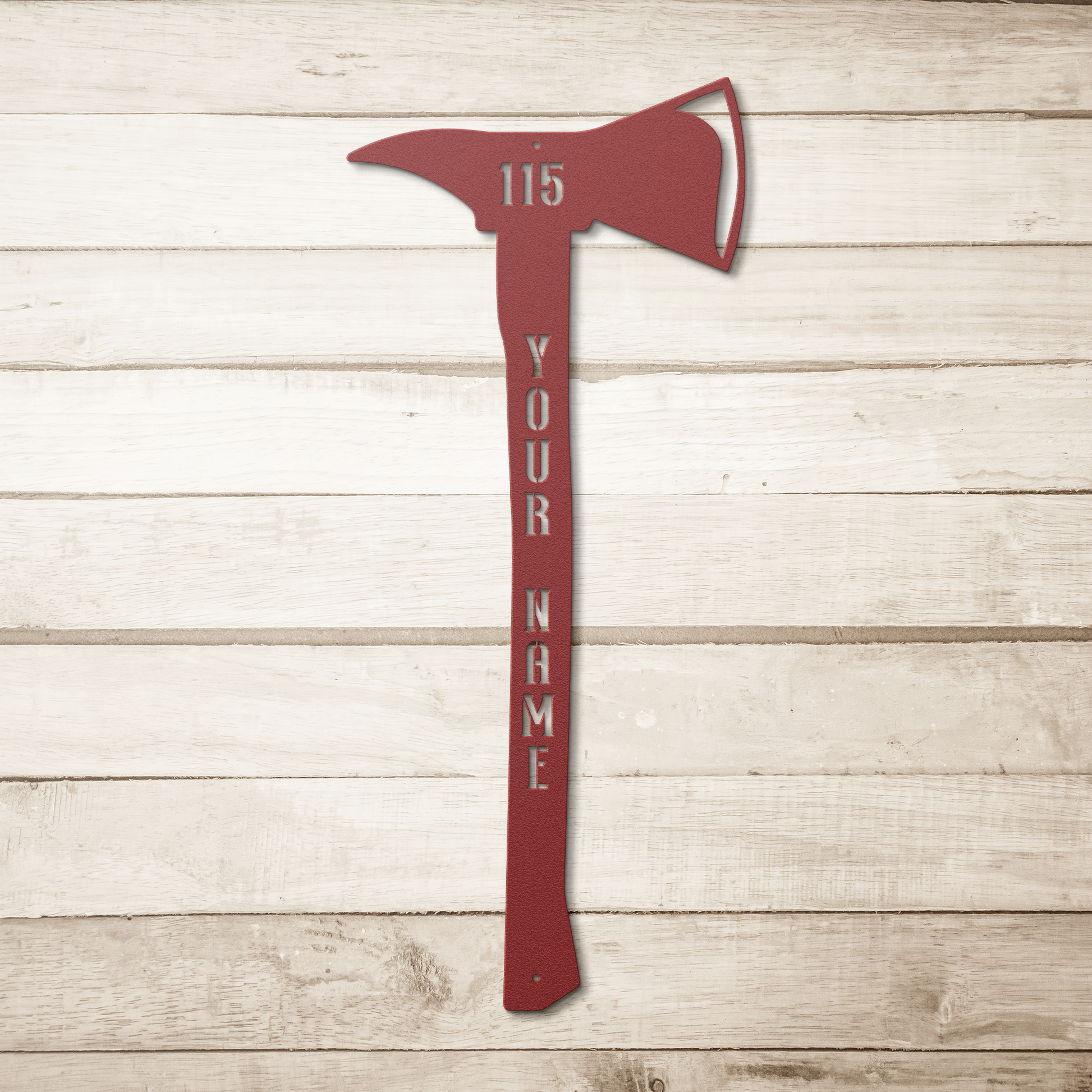 Customizable_Firefighter_Axe_Metal_Wall__Red_Simple_Wood_BKGD_Mockup.png