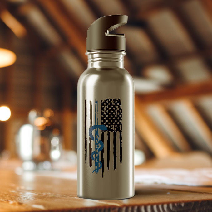 Personalized EMS Tumbler | Rod of Asclepius & Flag