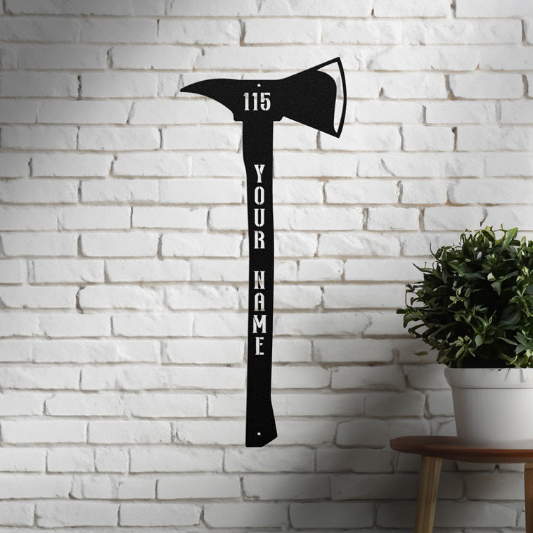 Personalized Firefighter Axe Metal Sign