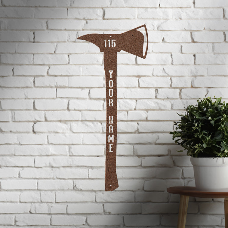 Personalized Firefighter Axe Metal Sign