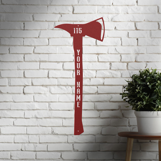 Personalized Firefighter Axe Metal Sign