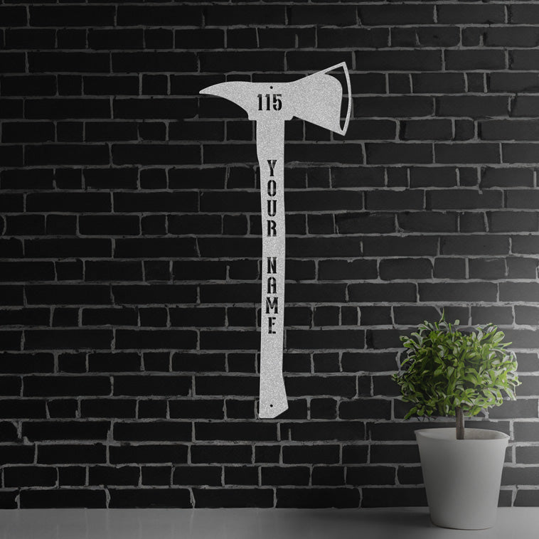 Personalized Firefighter Axe Metal Sign