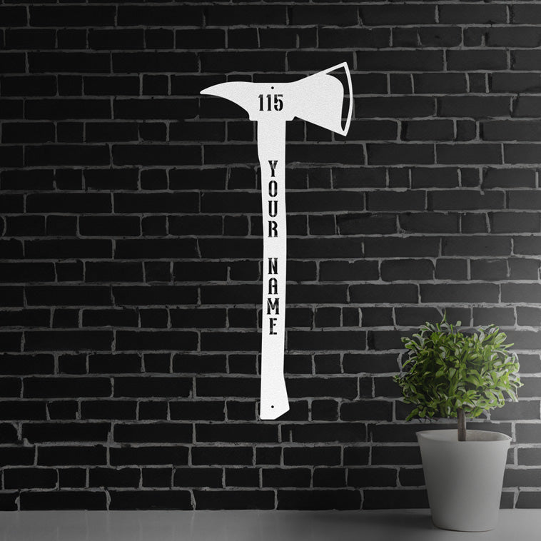 Personalized Firefighter Axe Metal Sign