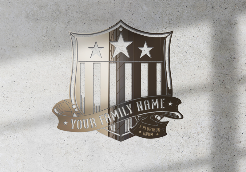 Customizable Titanium Patriotic Shield Wall Sign – Premium 16-Gauge Metal Decor