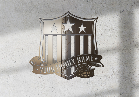 Customizable Titanium Patriotic Shield Wall Sign – Premium 16-Gauge Metal Decor