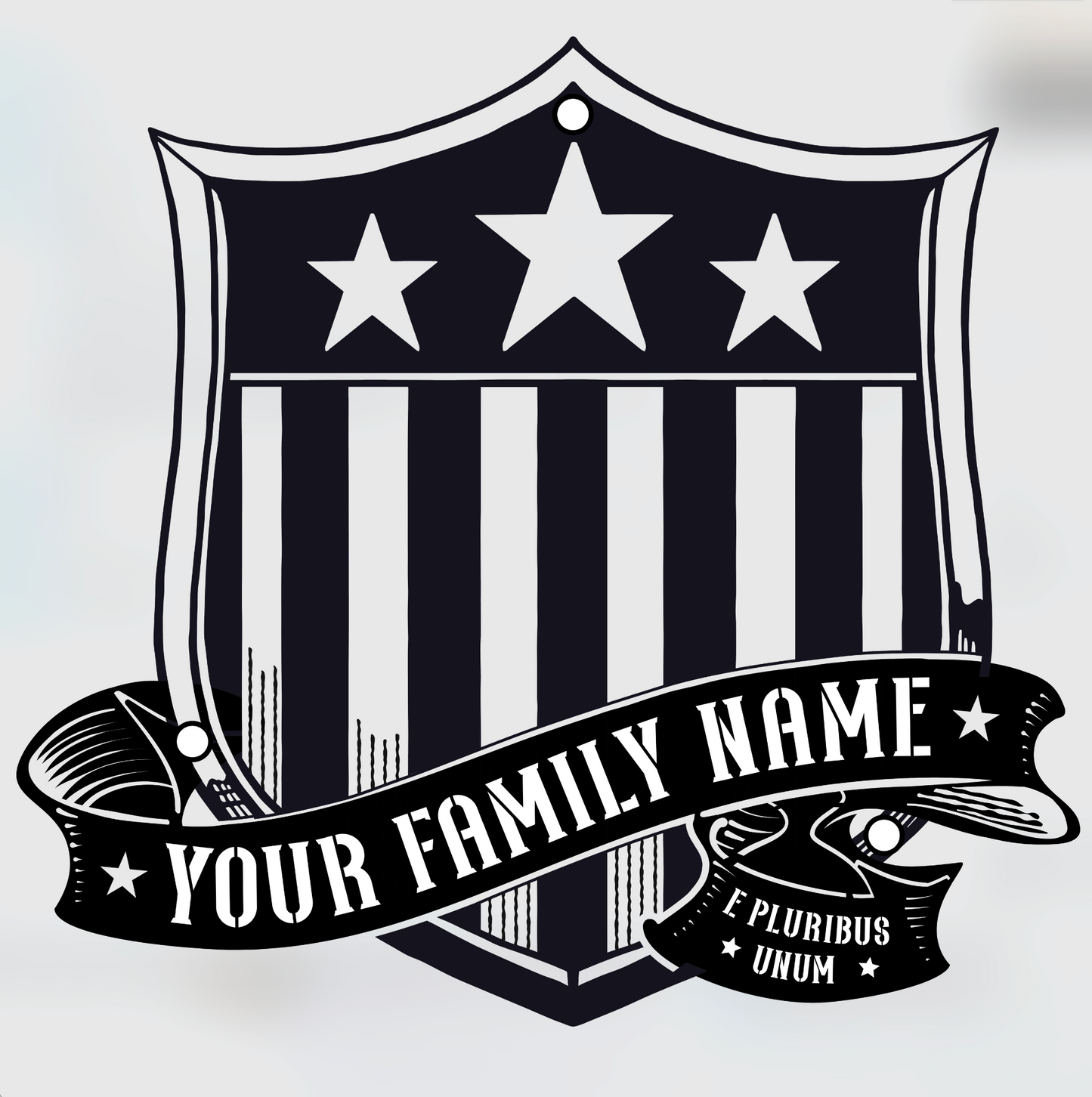 Customizable Titanium Patriotic Shield Wall Sign – Premium 16-Gauge Metal Decor