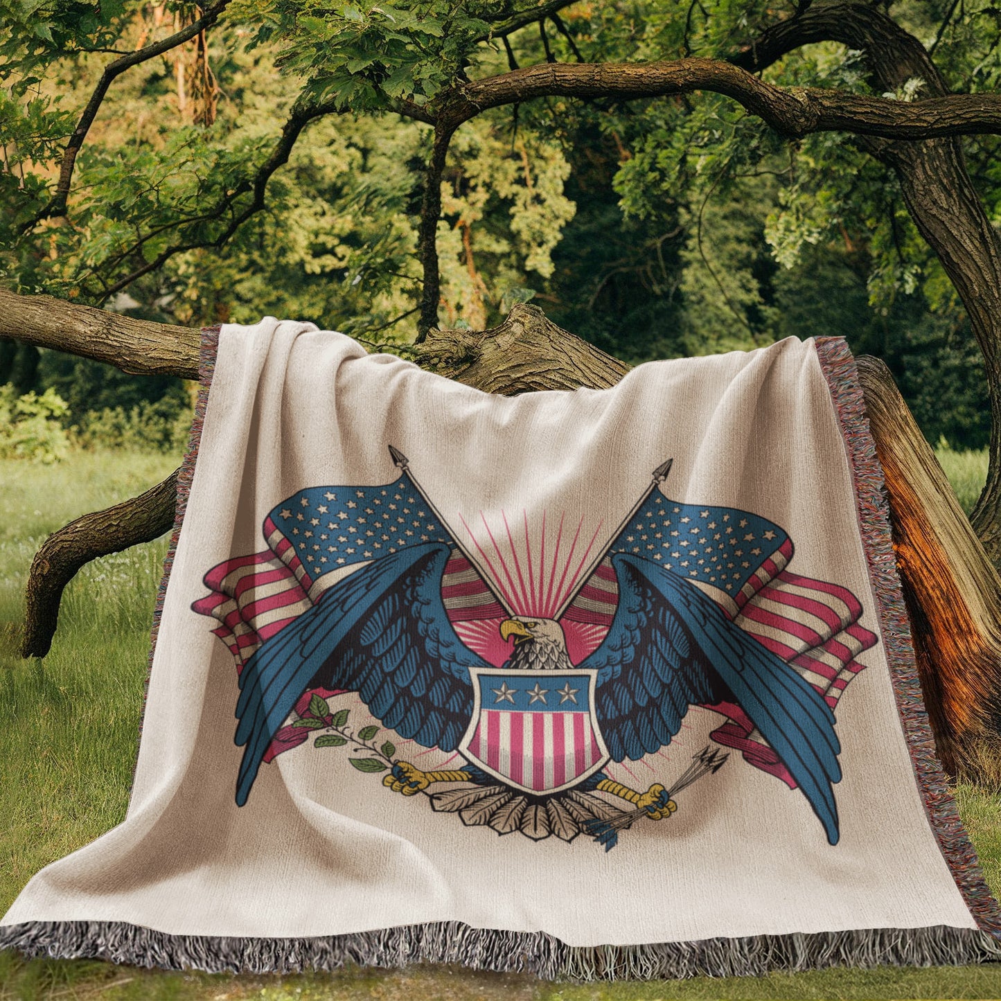 Woven Heirloom Blanket | Patriotic Eagle & Americana Tribute