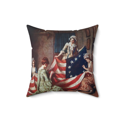 The Birth of Our Nation's Flag" Patriotic Pillow – Betsy Ross Sewing the First American Flag