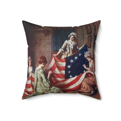 The Birth of Our Nation's Flag" Patriotic Pillow – Betsy Ross Sewing the First American Flag