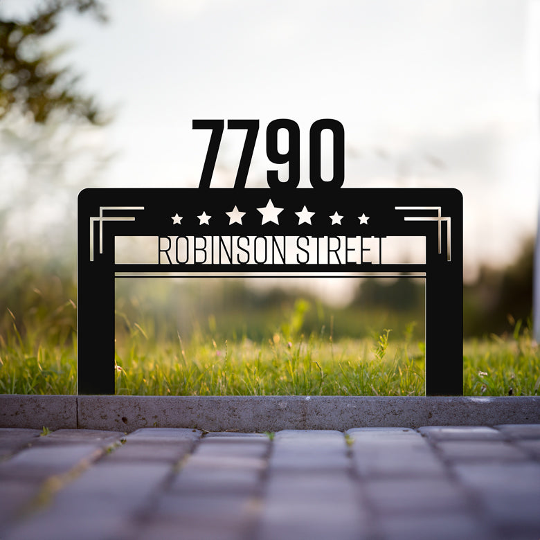 Personalized Art Deco Star Address Stake