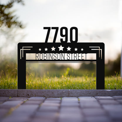 Personalized Art Deco Star Address Stake