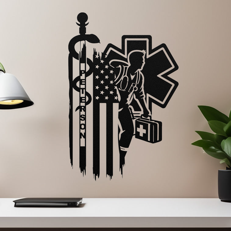 Personalized EMT & Paramedic Metal Sign – Custom Name