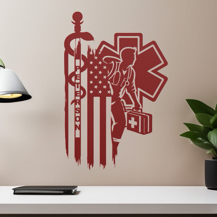Personalized EMT & Paramedic Metal Sign – Custom Name