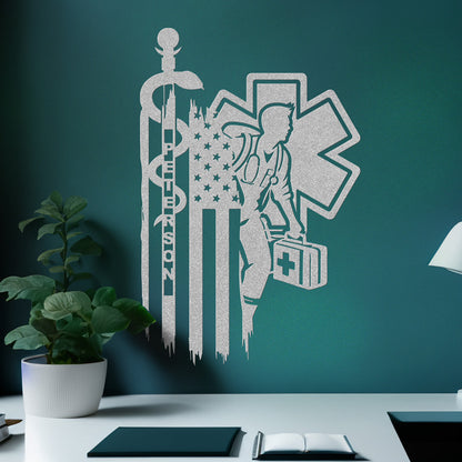 Personalized EMT & Paramedic Metal Sign – Custom Name