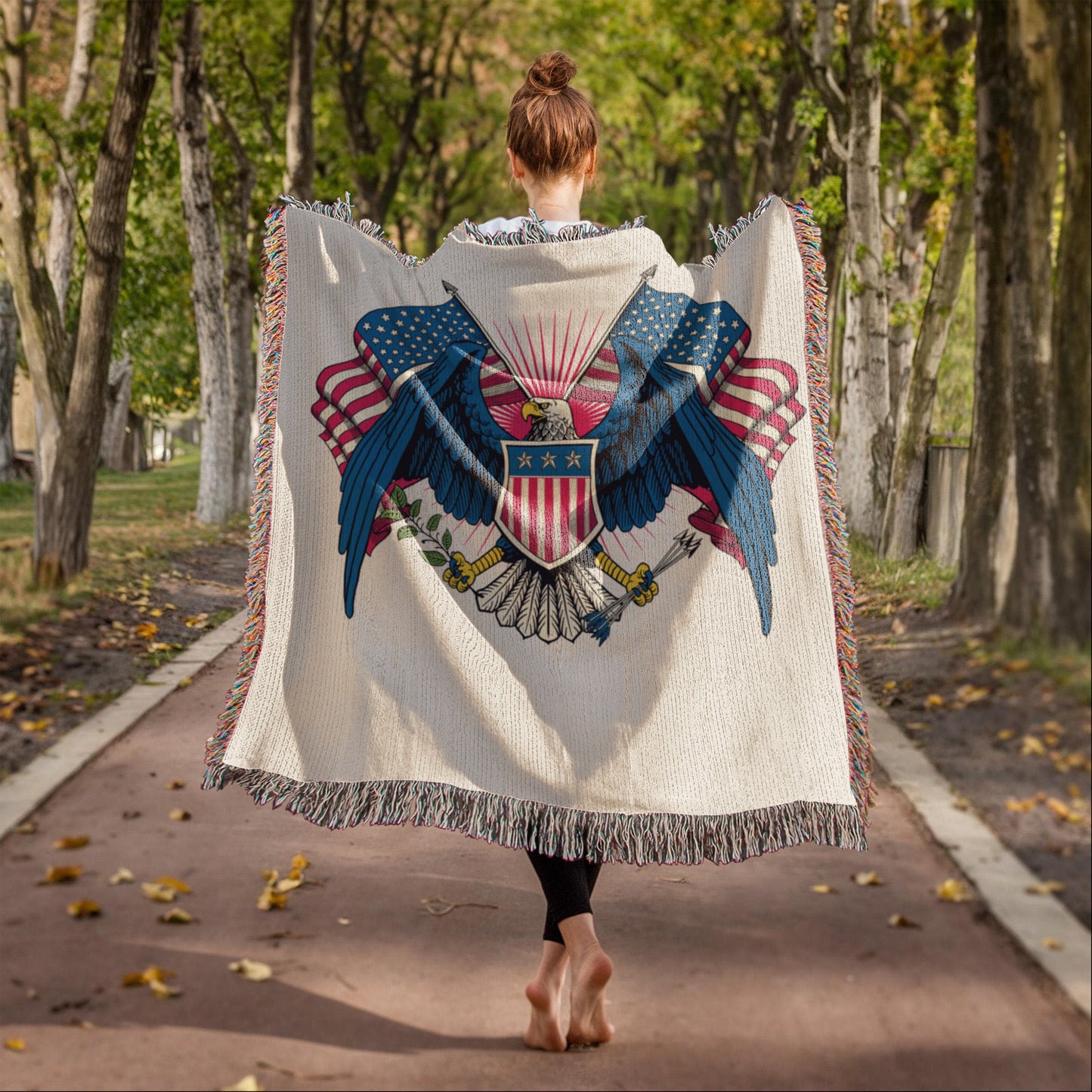 Patriotic Eagle Woven Heirloom Blanket – 100% Cotton Americana Keepsake