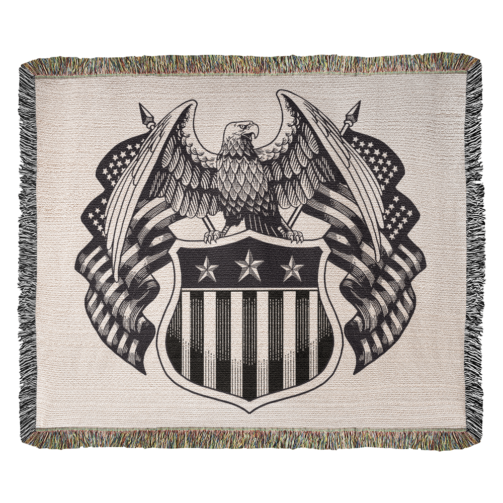 Black & White Patriotic Eagle Woven Heirloom Blanket – Timeless Americana Keepsake