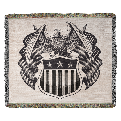 Black & White Patriotic Eagle Woven Heirloom Blanket – Timeless Americana Keepsake