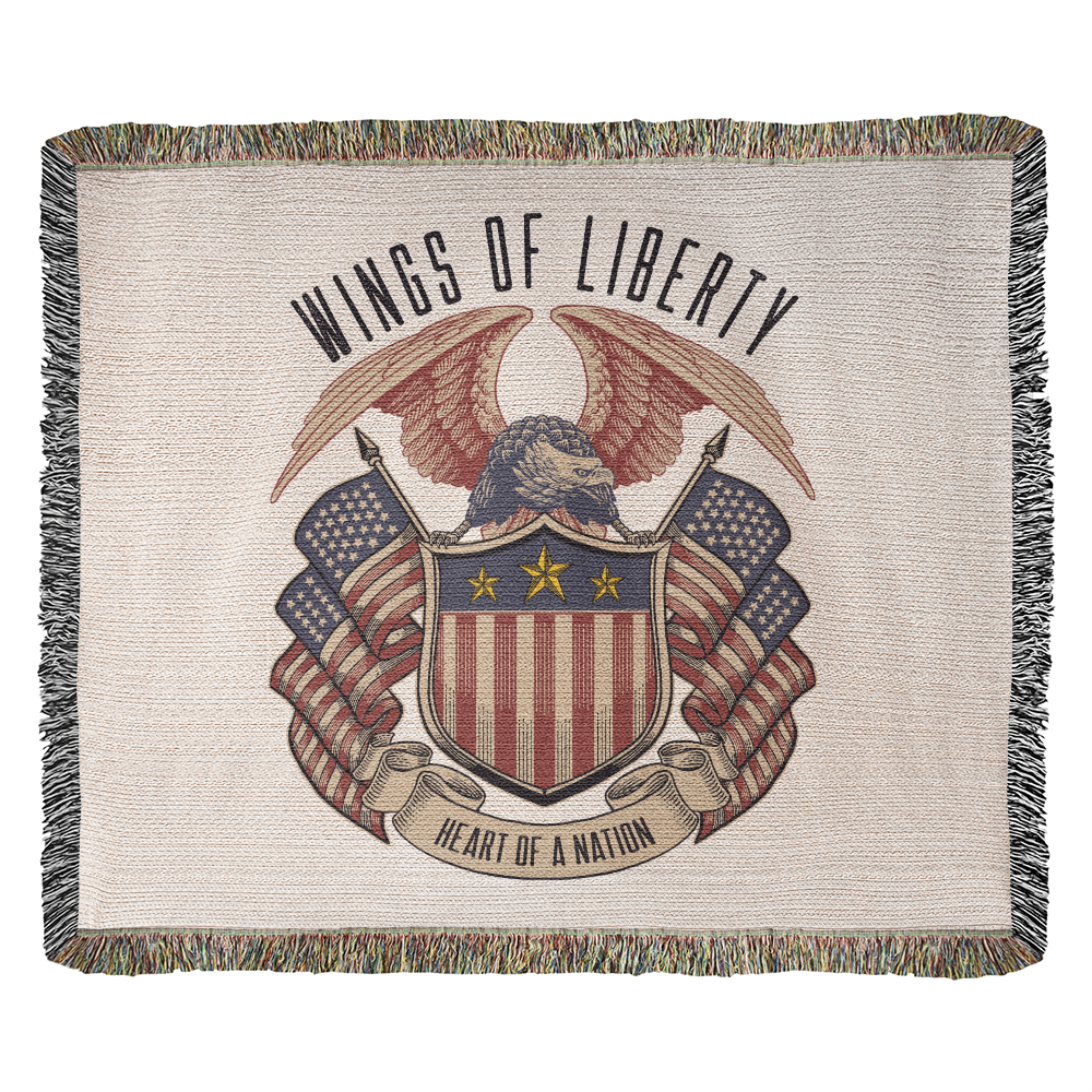 Wings of Liberty, Heart of a Nation – Patriotic Eagle Woven Heirloom Blanket