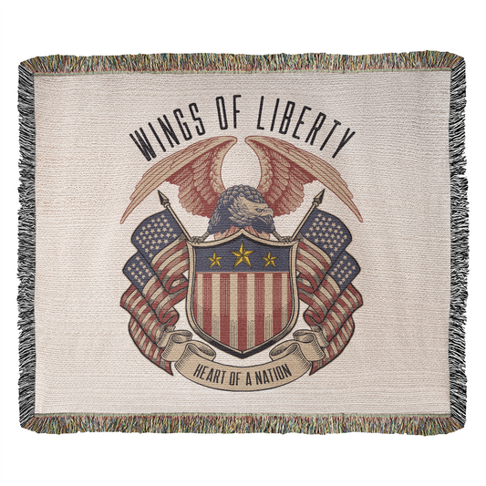 Wings of Liberty, Heart of a Nation – Patriotic Eagle Woven Heirloom Blanket