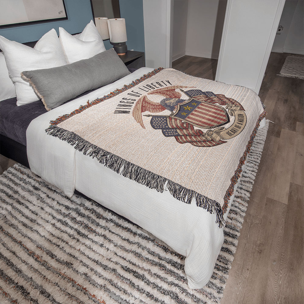 Wings of Liberty, Heart of a Nation – Patriotic Eagle Woven Heirloom Blanket