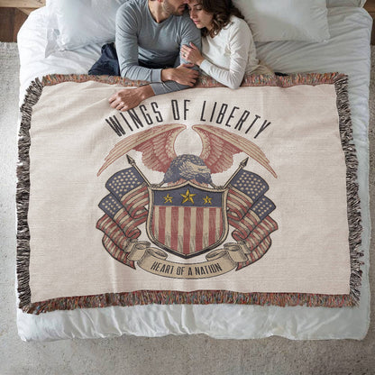 Wings of Liberty, Heart of a Nation – Patriotic Eagle Woven Heirloom Blanket