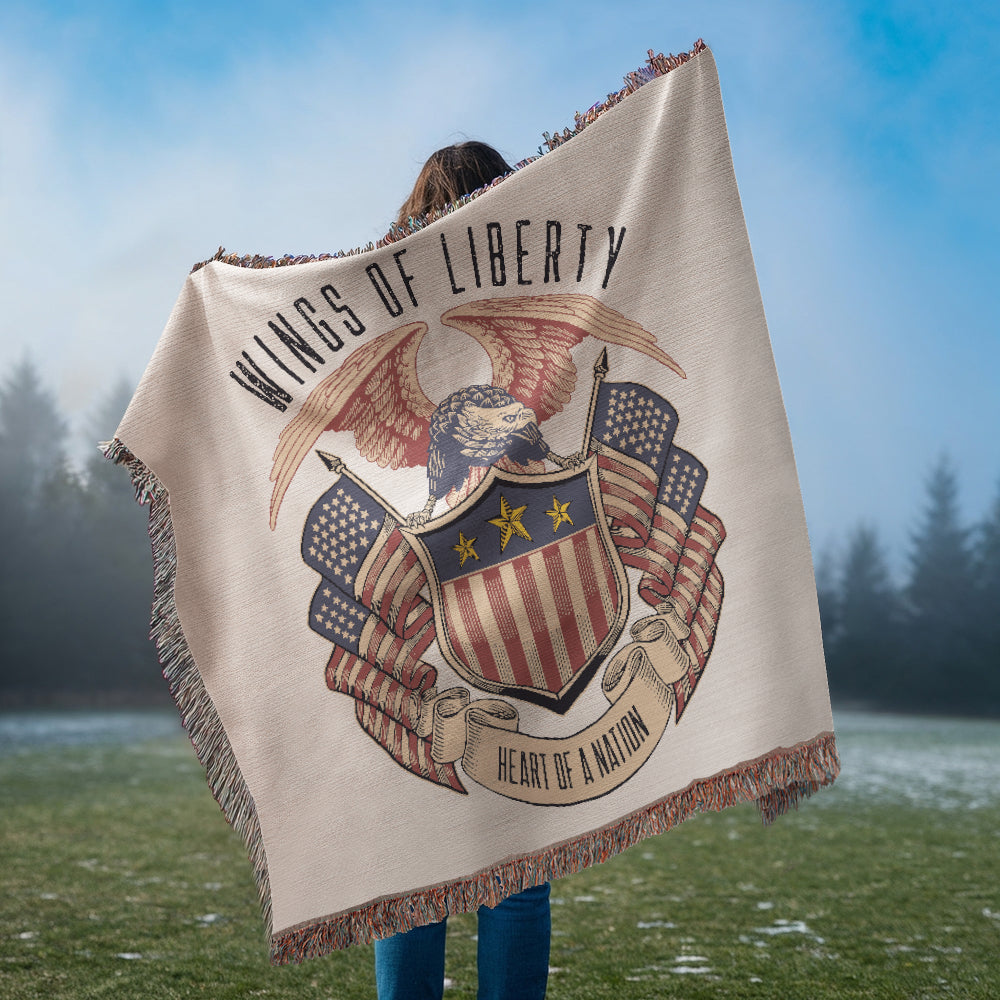 Wings of Liberty, Heart of a Nation – Patriotic Eagle Woven Heirloom Blanket