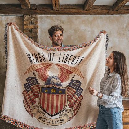 Wings of Liberty, Heart of a Nation – Patriotic Eagle Woven Heirloom Blanket