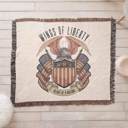 Wings of Liberty, Heart of a Nation – Patriotic Eagle Woven Heirloom Blanket