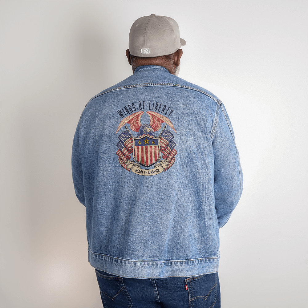 Men's Denim Jacket – Wings of Liberty, Heart of a Nation