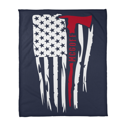 Personalized Firefighter Coral Fleece Blanket – Bold Axe Flag Design