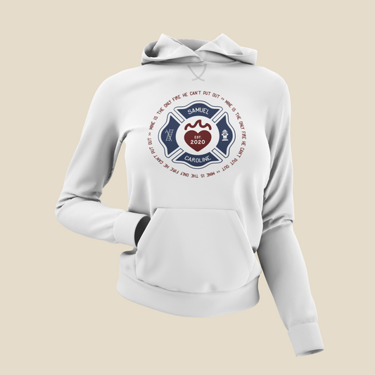 Personalized Firefighter's Heart Hoodie with Customizable Design