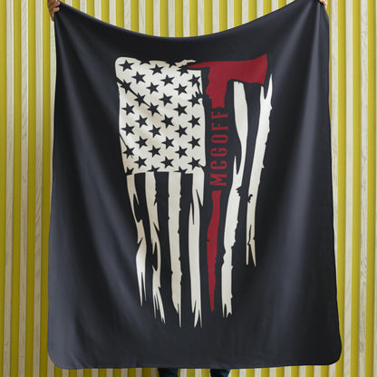 Personalized Firefighter Coral Fleece Blanket – Bold Axe Flag Design