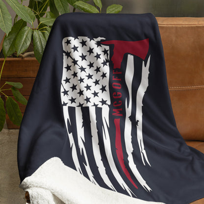 Personalized Firefighter Coral Fleece Blanket – Bold Axe Flag Design