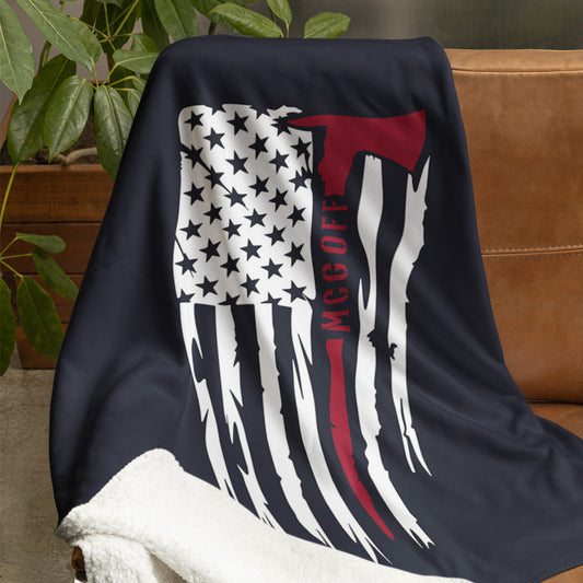 Personalized Firefighter Coral Fleece Blanket – Bold Axe Flag Design